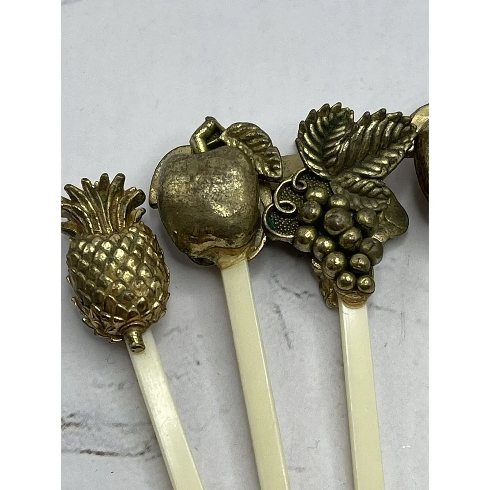 8 Vintage Gold Plated Sandwich Picks Stir Sticks Vintage Kitchenware